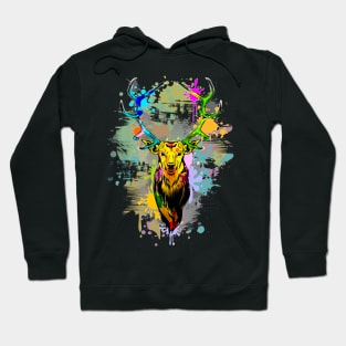 Deer PopArt Dripping Paint Hoodie